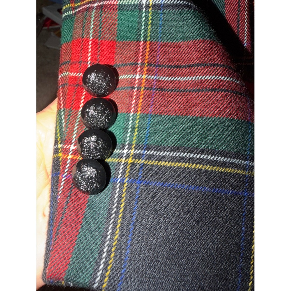 Lauren Ralph Lauren Plaid Blazer Red Green Tartan Crest Button Jacket 6 rare LRL - Picture 5 of 11